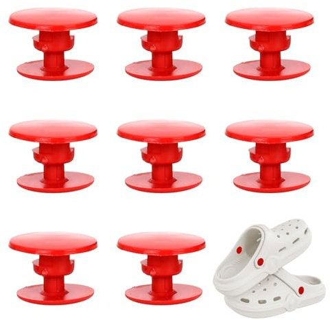 8 Pcs Red Buttons, Plastic Rivets, Waterproof, Simply Press to Attach, Replacement Parts Accessories for Beach Shoes Any Shoes with Holes(Red)