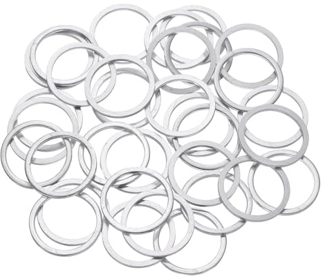 QUARKZMAN 100 Pcs Arandelas Planas M18. Juntas Tóricas Color Plateado | Redondas De Aluminio 22mm De 1.5mm De Grosor Espaciadores Planos, Para Tornillos Accesorios De Reparación De Maquinaria.