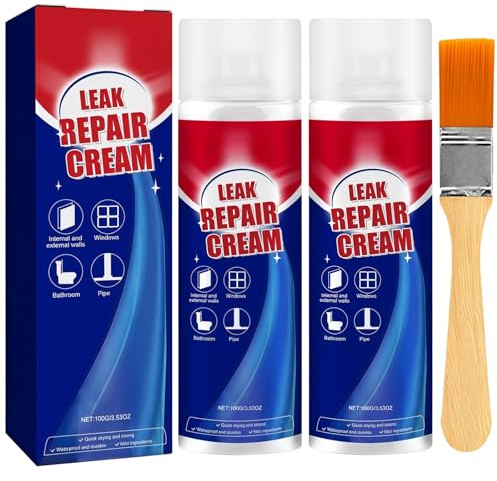 2pcs Leak Repair Waterproof Sealant Spray,Transparent Insulation Sealant for Roofs,Instant Waterproof Spray & Crack Filler,Long-Lasting Leak Sealer Cream with Brush,Easy Application,Powerful Repair