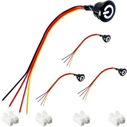 DAOKAI Set di 4 interruttori dimmer touch per luci LED, 12 V DC, interruttore dimmer touch per luci LED, ON/OFF, continuo, 3,7 V-12 V DC, barra luminosa, nero, diametro foro 13 mm