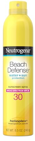 Neutrogena Beach Defense SPF 30 Sunscreen Spray, Broad Spectrum, Lightweight & Fast Absorbing, Oxybenzone & Octinoxate Free, Hawaii Act 104 Compliant Face & Body Sunscreen, 8.5 oz