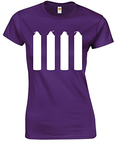 Crown Designs Four Candles Funny for Women & Teenagers Fitted T-Shirts Tops - Purple/XXL - 14/16