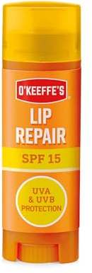 O'Keeffe's Lip Repair and Protect SPF 15, 4.2g – For Extremely Dry, Cracked Lips | Water Resistant, 24 HR Moisturisation & Protects Against UVA & UVB Rays