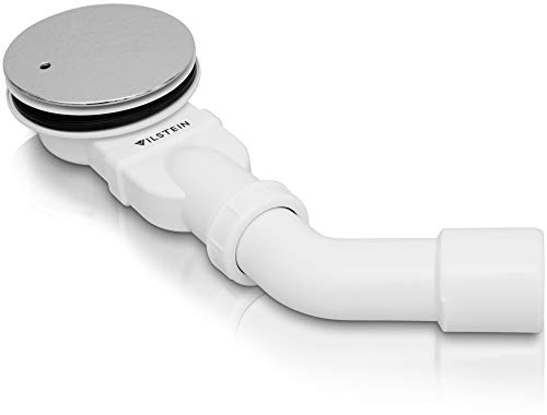 VILSTEIN® Ablaufgarnitur für Dusche & Badewanne [90mm] - Duschablauf Flach - Garnitur für Duschablauf & Badewannenablauf mit Geruchsstop - Duschabfluss & Badewannenabfluss mit Chrom Abdeckung