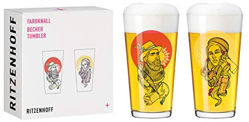 RITZENHOFF 3491002 Becher 400 ml - 2er Set - Serie Farbknall Set Nr. 2, 2 Stück mit Waldillustration - Made in Germany