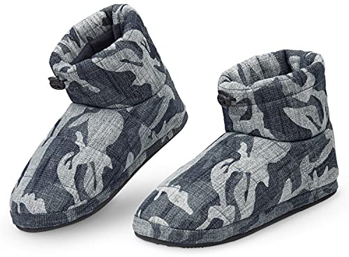 Dunlop Slipare för män, fluffiga mens tofflor, storlek 7-12, varma och mysiga vinterhusstövlar, roliga presenter för honom, 4 olika stil att välja mellan, 9 Storbritannien, Blå kamo