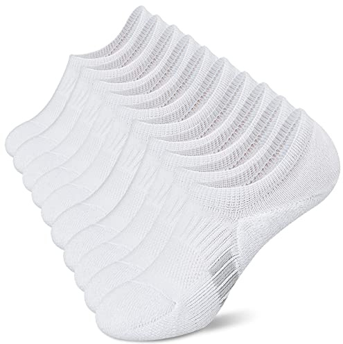 Amutost No Show Socks Womens White Running Thick Low Cut Athletic Ankle Soft 5-6