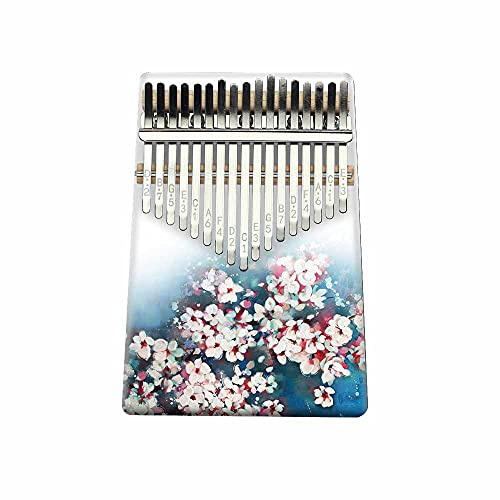 Hearda Kalimba 17 Schlüssel Daumen Klavier, Kalimba Instrument für Anfänger Kinder mit Stimmhammer, Studienführer, Daumenklavier Fingerklavier Kalimba Musik Geschenk (Rosa Kirschblüte)