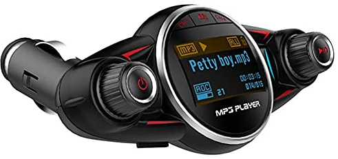 iSpchen Coche Mp3 Reproductor Bluetooth, Receptor de Audio Aux Inalámbrico Bluetooth Transmisor FM Rotación de 180 ° Coche Multifunción Bluetooth con Cargador USB para Automóvil