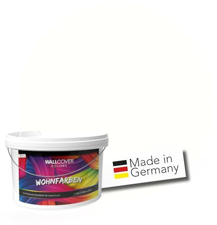 WALLCOVER hochwertige Wandfarbe für Innen | Weiß, Milchweiß | 1L für 8m² | Hochdeckende Innenfarbe Matt (Klasse 1) | Profi Qualität aus Deutschland