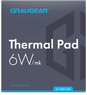 GRAUGEAR Schwarz Wärmeleitpad für CPU oder Speicher, 100 x 100 x 1 mm / 100 x 100 x 1,5 mm