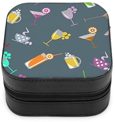 Boîte De Rangement De Bijoux Modèle De Verre À Bière Cocktail Vin Boîte À Bijoux De Voyage Boîte À Bijoux Mignonne Avec Fermetures À Glissière
