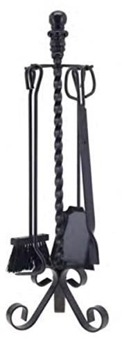 PEGANE Serviteur/Garniture de cheminée Ensembles d'outils Pince à feu Pelle Brosse en Fer forgé Coloris Noir - Hauteur 72cm
