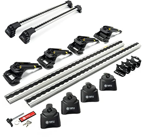 Turtle AIR3 | Dachgepäckträger Dachträger | Kompatibel mit Dacia Dokker 2012-; Dient der Montage von Dachboxen, oder Dachfahrradträger, Leiter | Robuste Konstruktion aus Aluminium