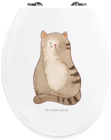 Mr. & Mrs. Panda Motiv WC Sitz Katze Sitzen - Geschenk, Lebensinhalt, Mittelpunkt, Mietze, flauschig, Haustier, Herz, Toilettendeckel, Klodeckel,