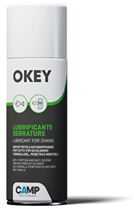 CAMP Okey- Lubrificante Spray Anticorrosivo per Serratura Porta Blindata Maniglie e Portiere Auto, Formula in Gel Ideale per Ridurre Attriti e Prevenire la Ruggine, Per Tutti i Tipi di Cilindro, 200ml
