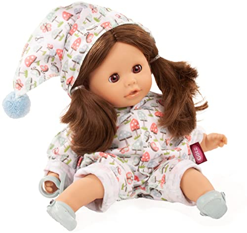 Götz 2316068 Cosy Aquini Glückspilz Badepuppe - Puppe mit braunen Haaren, braunen Schlafaugen in 6-teiligen Set - 33 cm Mädchen-Babypuppe