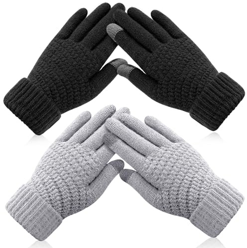 Trifabricy Womens Winter Gloves, 2 Pairs Touchscreen Gloves forCold Weather