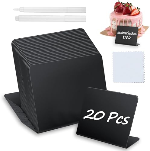 20PCS Mini Tableau Noir, Petite Ardoise 10*7.5cm, Mini Ardoise Pour Buffet, Mariage, Boulangerie, FêTe, Petit Tableau Noir Est Facile à éCrire, Effacer, Mini Panneau D'Affichage, Buffet Mini Ardoises