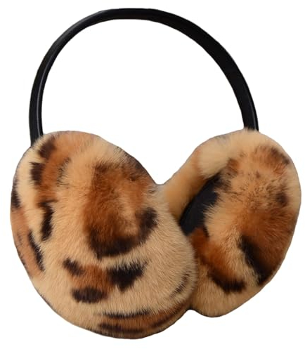 Ohrenwärmer Damen Angora Ohrenschützer Einstellbar Earmuffs Kunstfell Mädchen Ohrwärmer Winter Herbst Ohrenschutz Kälteschutz Ear Warmer Flauschig Ohrwärmer Warm Ohrmuscheln für Outdoor Leoparden