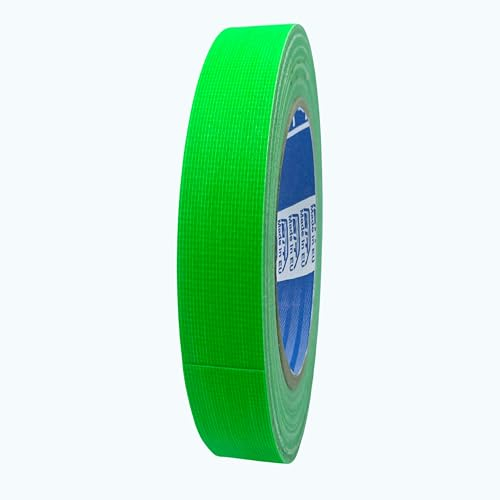 ACIT Nastro telato Americano fluo, 25 m x 19 mm, super resistente (anche a sole, calore e acqua), nastro telato rinforzato, Duct Tape, Gaffer, nastro fluorescente adesivo (Verde fluo)