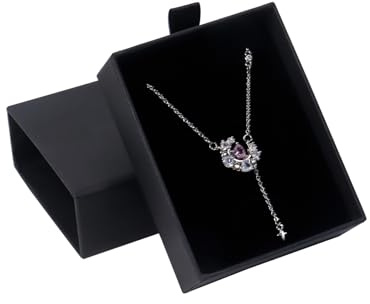 Nideen 2 Stück 9× 7× 3 cm Geschenkbox Schmuck, Geschenkschachtel Geschenkbox mit Deckel, Halskette Geschenkbox Schmuck Geschenkschachtel für Halskette Ohrringe Armband(Schwarz)
