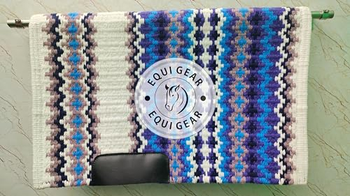 EQUIGEAR Western Show Horse Satteldecke aus neuseeländischer Wolle, Western-Design, handgefertigte Satteldecke, Wollpolster, Sensor Flex (Anpassung möglich), WW62 (34x32)