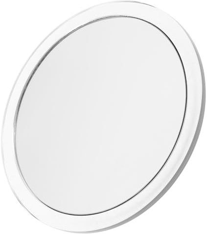 FRCOLOR Miroir Grossissant de Maquillage 15x en Verre, Simple Face | Ventouse Forte, Argenté, Format Portable, Surface Haute Définition, Usage Salle de Bain et Voyage