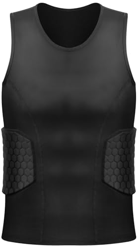 Zicac Protektorenweste Leichter Schutzjacken Eva-Schaum Schützt Brust Rücken, Außen Sports Antikollision Rückenprotektor Protektorenjacke für Snowboard Skaten Fußball Basketball Rugby(L, Schwarz)