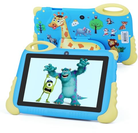 Tableta infantil C idea 2024, tableta infantil de primera generación Android 13 de 7 pulgadas, pantalla de pantalla HD 1024 * 600, roca y preinstalación, tableta de aprendizaje azul para niños y niñas