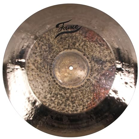 Fame Pure 20 Heavy Ride Becken, Handgehämmertes B20 Bronze Cymbal, Hybrid Finish, Explosiver Sound, Schnelle Ansprache, Komplexer Klang, Ideal für Studio und Bühne