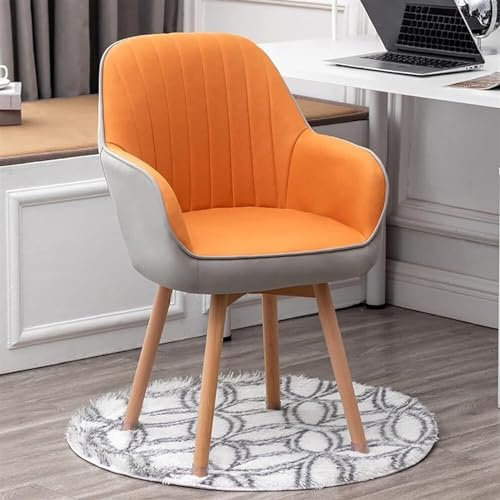 JAVYPPT Drehbare Esszimmerstühle aus Holz, bequemer gepolsterter Stuhl, niedlicher moderner Bürostuhl, Sessel for den Schminktisch (Color : E, Size : Wooden Legs)