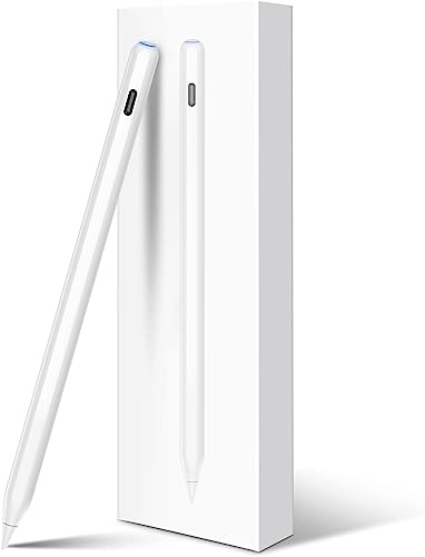 Pencil 2. Generation für iPad: Magnetisch Laden (Air 4/5, Mini 6, Pro 11/12.9) + USB-C Schnellladung - Neigungs und Palmabweisung Stift für iPad 6-11, Pro 11/12.9 M4, Air 3-5/M2/M3, Mini 5/6(Weiß)