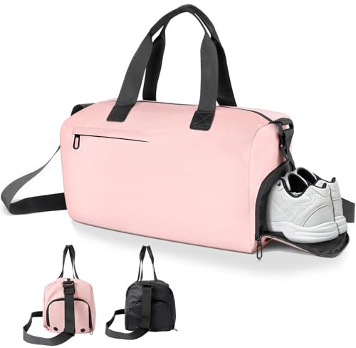 Romon Sportväska resväska, sportväska sportväska simväska träningsväska med skofack våtfack för sport, fitness, resor, badväska, gymväska reseväska för kvinnor män, ROSA, 39 × 23 × 22 cm, Sporter