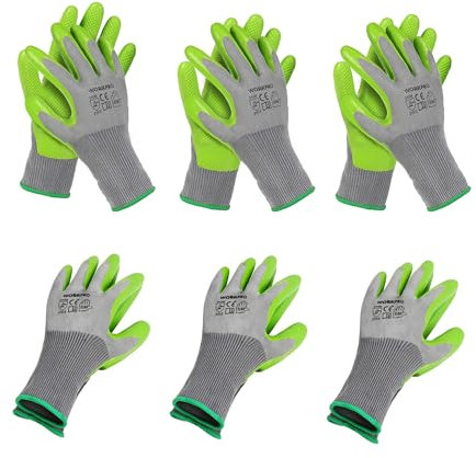 WORKPRO Gartenhandschuhe Damen, 6 Paar Arbeitshandschuhe Größe M, Rutschfeste & Atmungsaktive Handschuhe, für Gartenarbeit, DIY & Outdoor, Grün