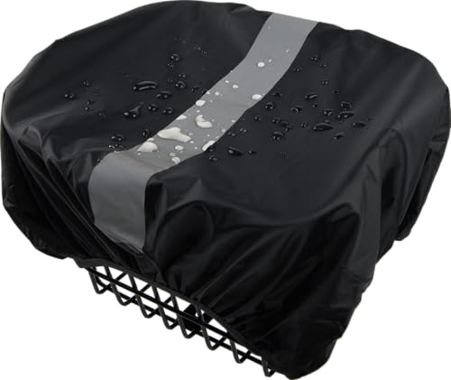 VAOLOAV 35L Regenhülle für Regenüberzug Rahrradkorb Fahrradtasche Gepäckträger Wasserabweisende Fahrradkorb Abdeckung mit Reflexstreifen Schwarz