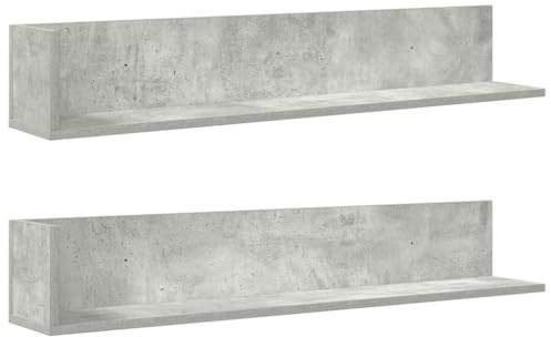 vidaXL Mensole a Muro 2pz Grigio Cemento 100x16,5x16,5cm in Truciolato, mensola da Muro Galleggiante, mensola sospesa, mensola da Muro per Garage