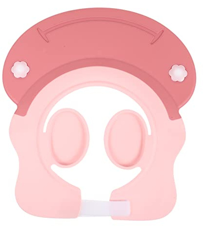 WATIIFUFU Tpe Badekappe für Kleinkinder mit Augenschutz und Ohrenabdeckung Praktischer Schutz Beim Haarewaschen und Baden in Rosa für Babys