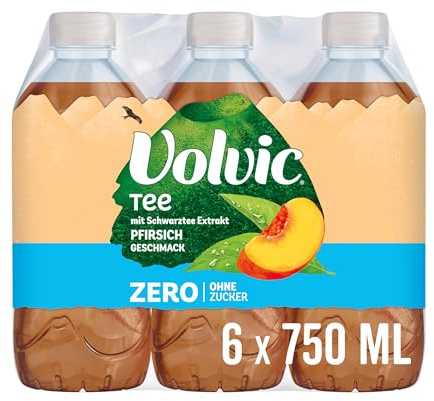 Volvic Tee Zero Pfirsichgeschmack – 6x0,75L – Mit Schwarztee-Extrakt