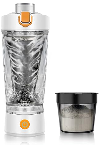 Elektrische Protein-Shaker-Flasche, Mixbecher für Shakes und Mahlzeitenersatz, BPA-frei, tragbarer Mixbecher mit Nahrungsergänzungsaufbewahrung, USB-wiederaufladbare Shaker-Becher für Protein-Shakes