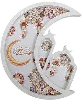 Vassoio decorativo a forma di luna e stella, per esporre frutta, dessert e pasticcini, spuntini, piatto da pranzo, decorazione per tavolo da pranzo Ramadans Moon