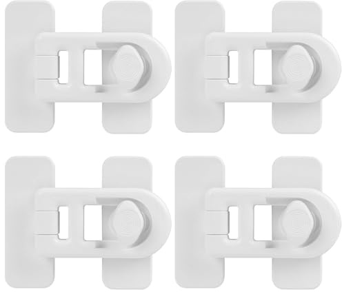 4PCS Child Safety Fridge Lock-Strong Adhesive, Weiß,Schranksicherung Baby mit starkem Kleber, Schubladensicherung für Kindersicherheit ohne Bohren, Kindersicherung Schrank für Küche, Geräte, Türen