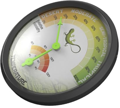 COOLHIYA Thermomètre et Hygromètre pour Reptiles Instrument de Mesure de Température et Humidité pour Terrarium Outil Mécanique sans Batterie et Pratique pour Aquariums et Cages Animaux
