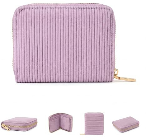 MillyMilk® Kord Geldbeutel Fondo – Mini Portemonnaie für Frauen – Pastellfarbene Stoff Geldbörse aus Cord für Damen klein – Damenbörse für Karten, Münzen & Scheine - Kompakt & formstabil (VIOLETT)