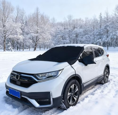 UKTOP Frostschutz Auto Frontscheibe für Winter Anti EIS Schnee Frost Wind Staub Wasserdicht Upgrade 600D Oxford Windschutzscheibenabdeckung Schützen Sie Auto Fit Compact Car& Small SUV 165CM*120CM
