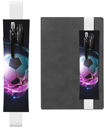 WSHFFILO Fire Soccer Ball Printed Leather Pen Holder Bookmark Pencil Case