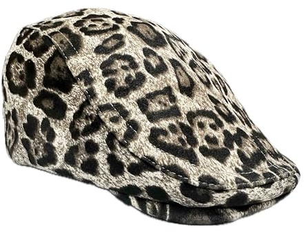 Jeamis Leopard Baskenmütze Schiebermütze Newsboy Flatmütze Gatsby Barett Cap Beret Hut Leo