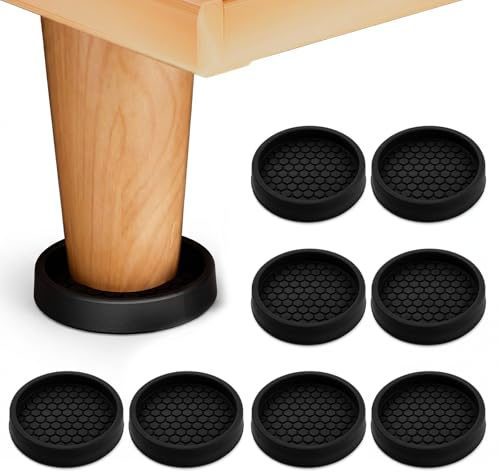 8 Stück rutschfeste Möbeluntersetzer,50 mm Silikon Stuhlstopper, Klavieruntersetzer,rutschfeste Möbelstopper,Antirutsch Pads Möbel,Furniture Coasters Wheels Stoppers für Betten,Räder,Sofas,Schwarz