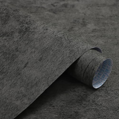 CiCiwind Selbstklebende Tapete Betonoptik Klebefolie 40×300cm Wasserdicht Möbelfolie Selbstklebende Dunkelgrau Beton Optik Tapeten für Wand Möbel Küche Fensterbank Schrank