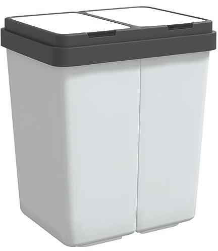 Lumanois Cubo de Basura Doble Blanco 2x25 L, Casa y jardín Productos del hogar Contenedores de residuos Cubos de la Basura y papeleras, Blanco, 2.7kg